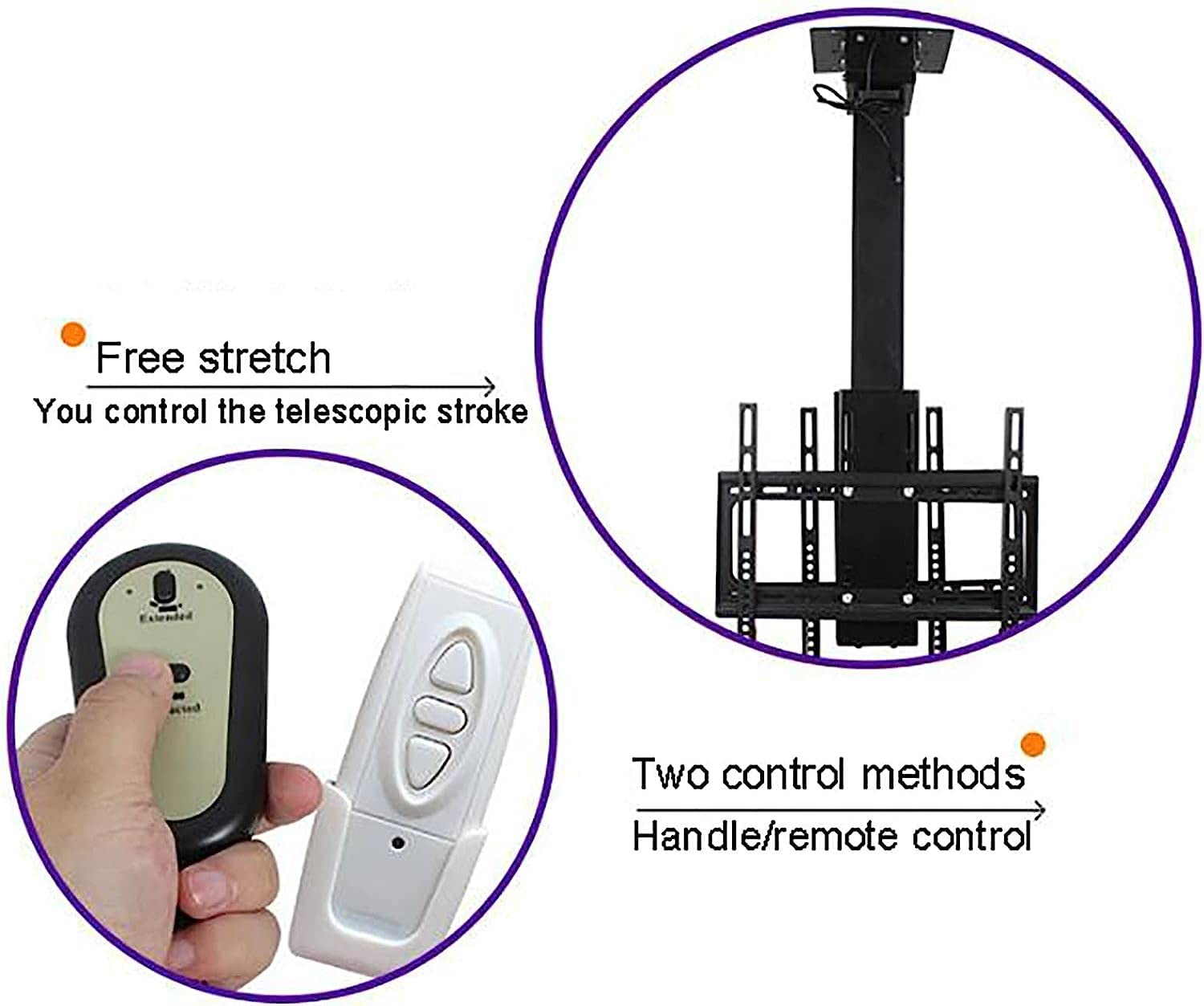 Soporte para TV, Soporte Pared para TV, Soporte Techo motorizado para TV, Elevador eléctrico para TV con Control Remoto, Altura Ajustable 51.1 a 78.8 Pulgadas, Compatible con televisores 32 a 65 PU