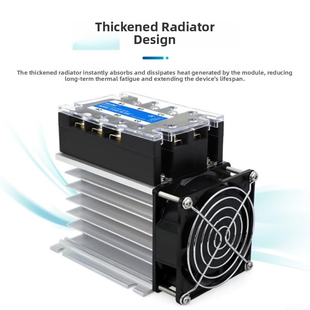 Relé de estado sólido trifásico Industrial Control CC Módulo AC con disipador de calor para entrada de 3-32 V y salida de 24-480 V hasta 100 A (80 A)
