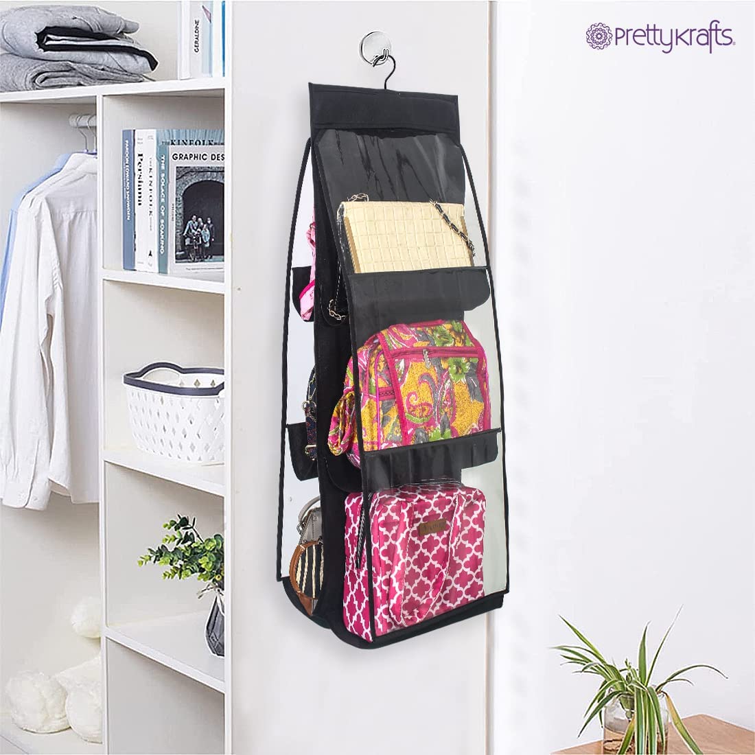 PrettyKrafts Pretty KRAFTS Purse/Handbag Hanging Storage Organiser - Black 4