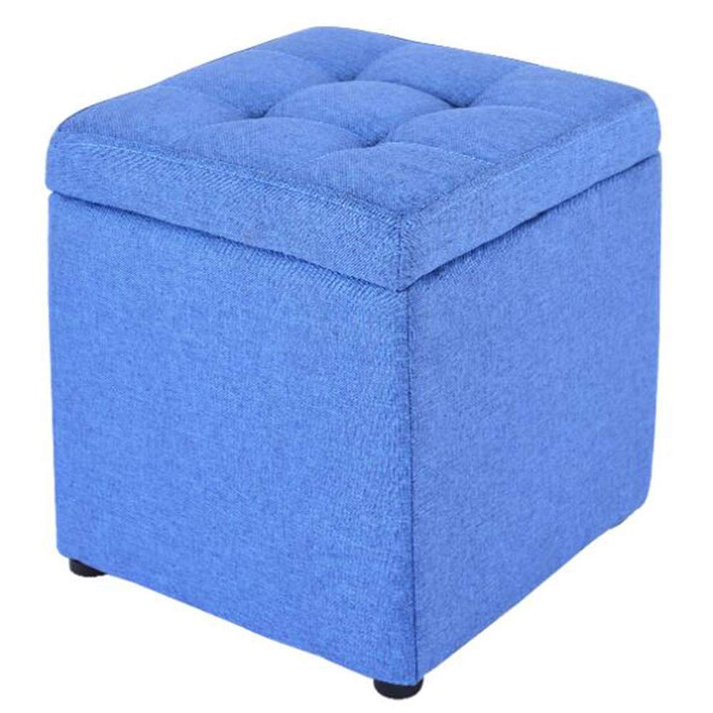 Pouf rangement tissu avec couvercle rembourré et cube repose-pieds compact bout de lit A