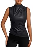 Going Out Tops Leather Top Fall Outfits 2025 Asymmetrical Mock Neck Sexy Corset Club Outfit
