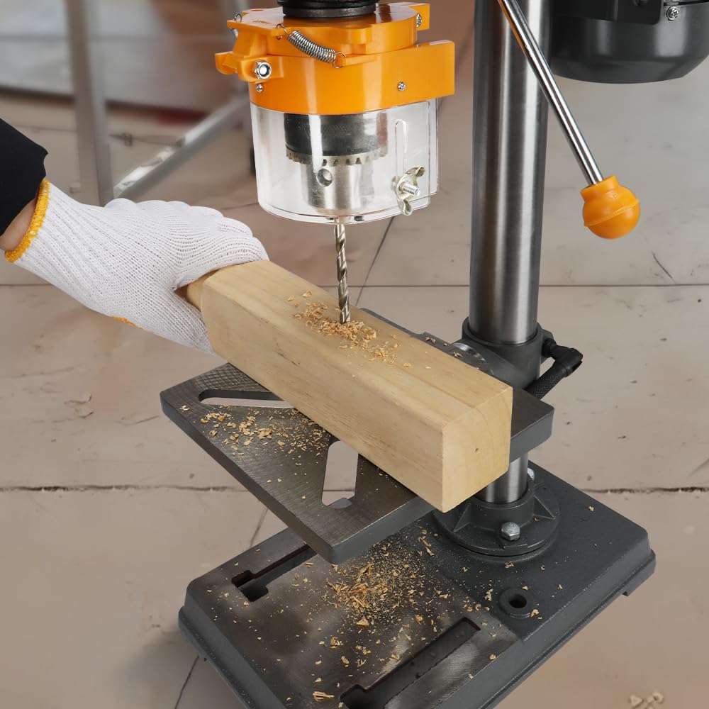 Hoteche Trapano da tavolo con supporto da 500 W, 230 V, 9 velocità da 280 a 2350 giri/min, diametro massimo di foratura 16 mm, 50 mm, distanza mandrino MT2, ideale per lavori di perforazione precisi,