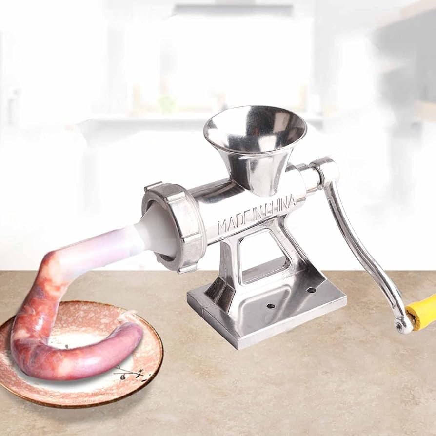 手動肉ミンサー スタッファーチューブ付き ステンレス鋼 肉グラインダー 肉挽き Amazon | 手動肉グラインダー ソーセージスタッファーフィラー