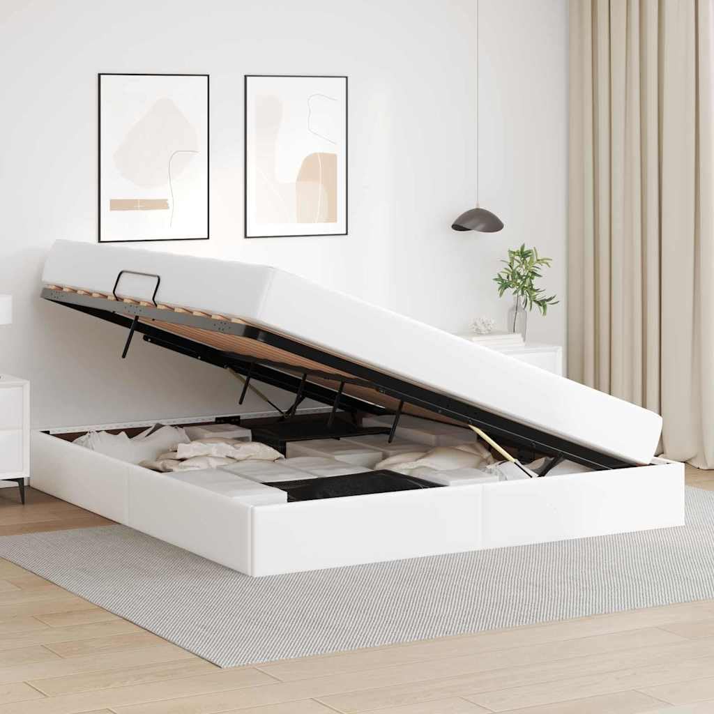 Cama somier Base lecho canapé con cabecero, Estructura Metal Cuero Artificial, colchón King 160 x 200 cm, almacenaje abatible elevable para Dormitorio Adulto 2 Personas y Ahorro Espacio