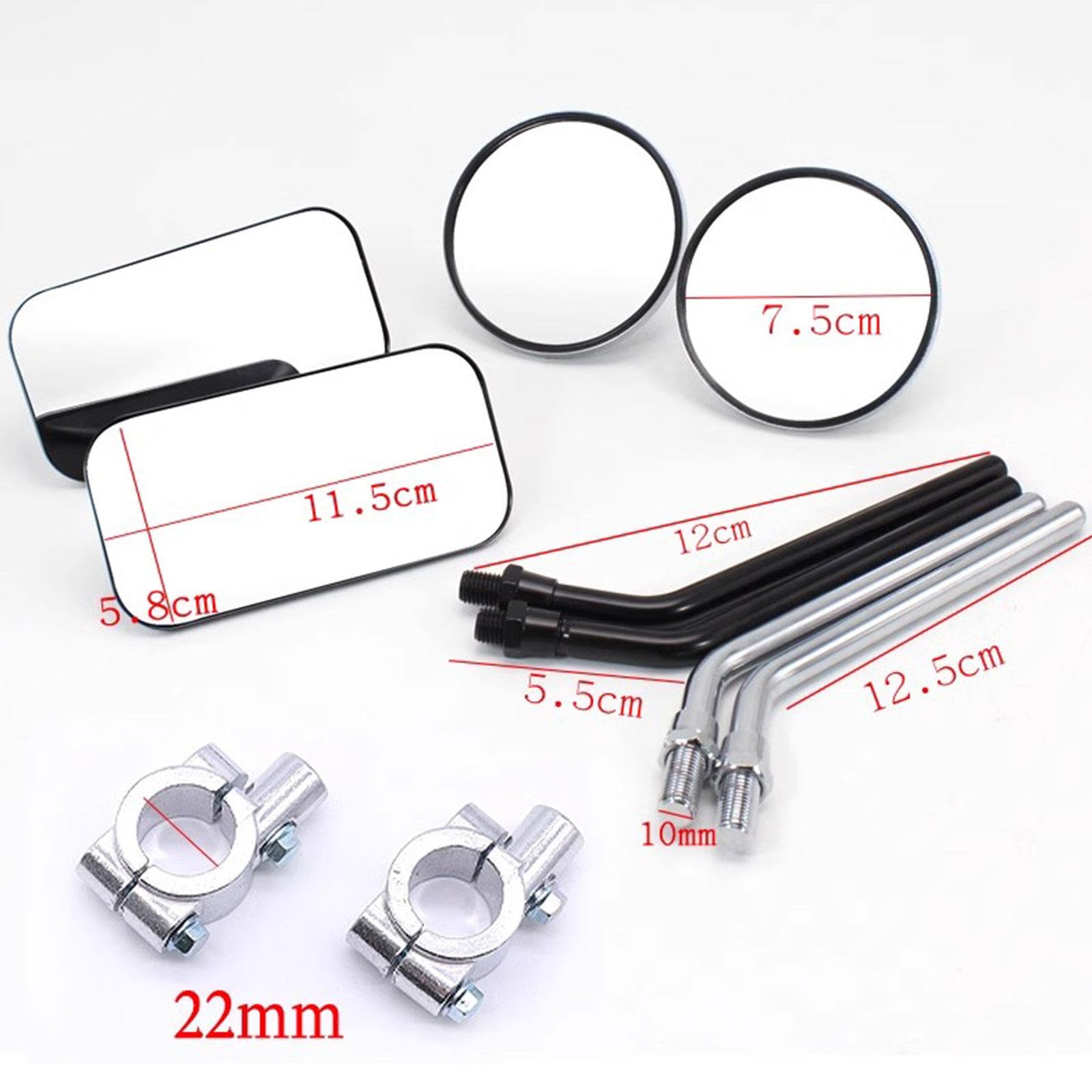 2er-Pack Fahrradspiegel, Vintage Fahrradspiegel aus Metall für Lenker, Verstellbare Rückspiegel für Mountainbike, Rennrad, Fahrrad, Elektro-Motorrad,Square