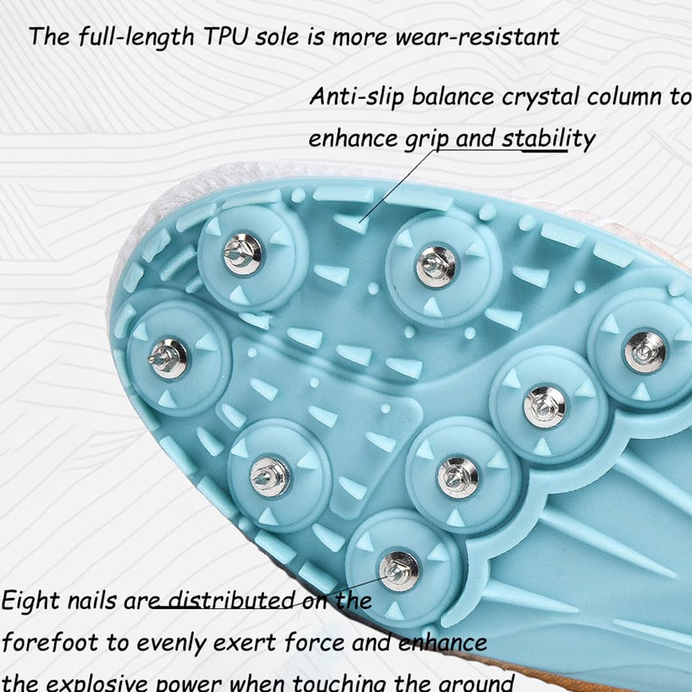 Zapatillas de atletismo con clavos Sprint, amortiguación con placa de carbono, 7 clavos, malla, transpirables, antideslizantes, ligeras, unisex, para mujer, hombre, atletismo, carreras, 35-44 EU