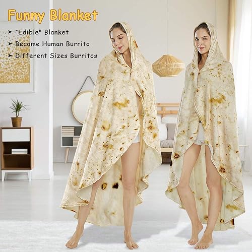 Miniatura 4 de SeaRoomy - Manta redonda de tortilla gigante para burrito, envolvente, suave, para niños y adultos