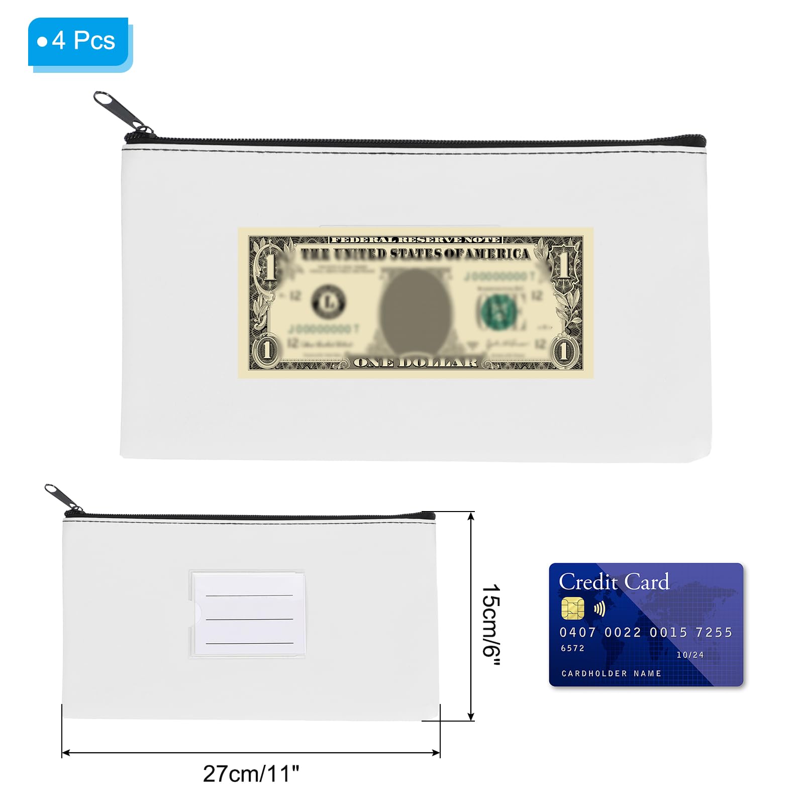PATIKIL 11x6 Money Bank Deposit Bag with Zipper - Image 2