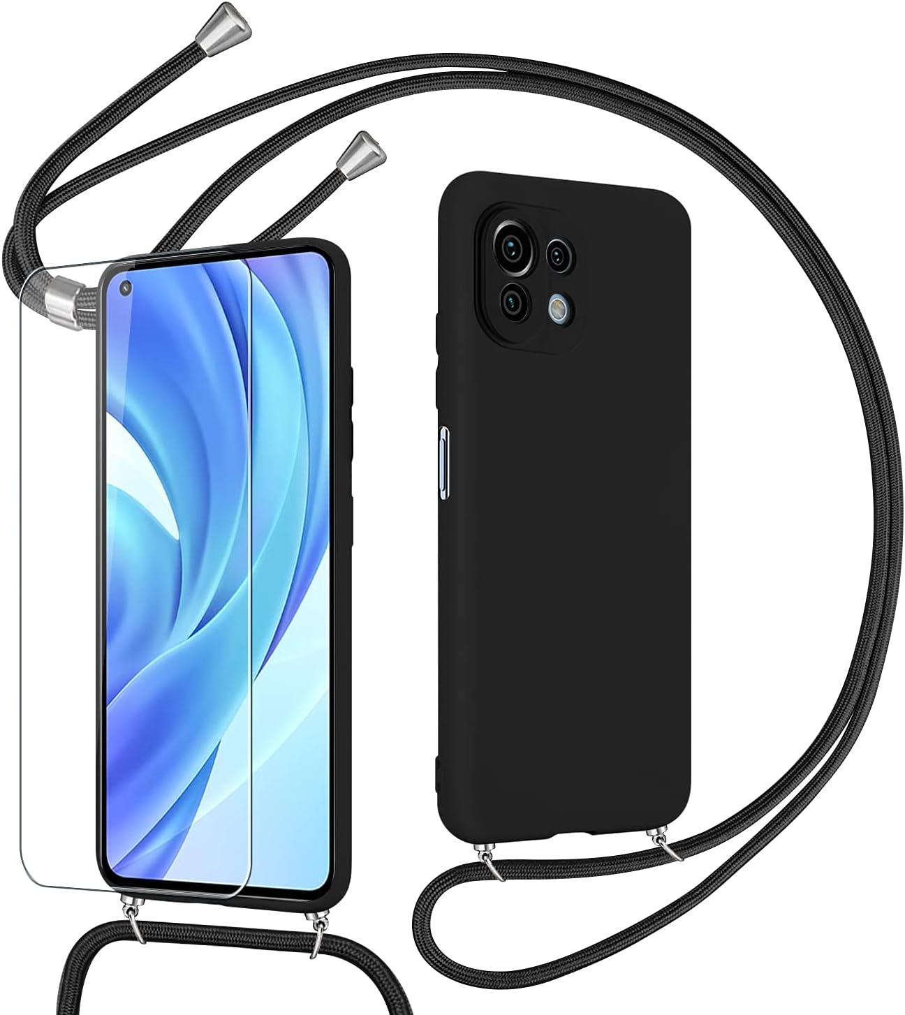 Pnakqil Funda con Cordón de Collar Compatible con Xiaomi Mi 11 Lite 4G/5G 6.55