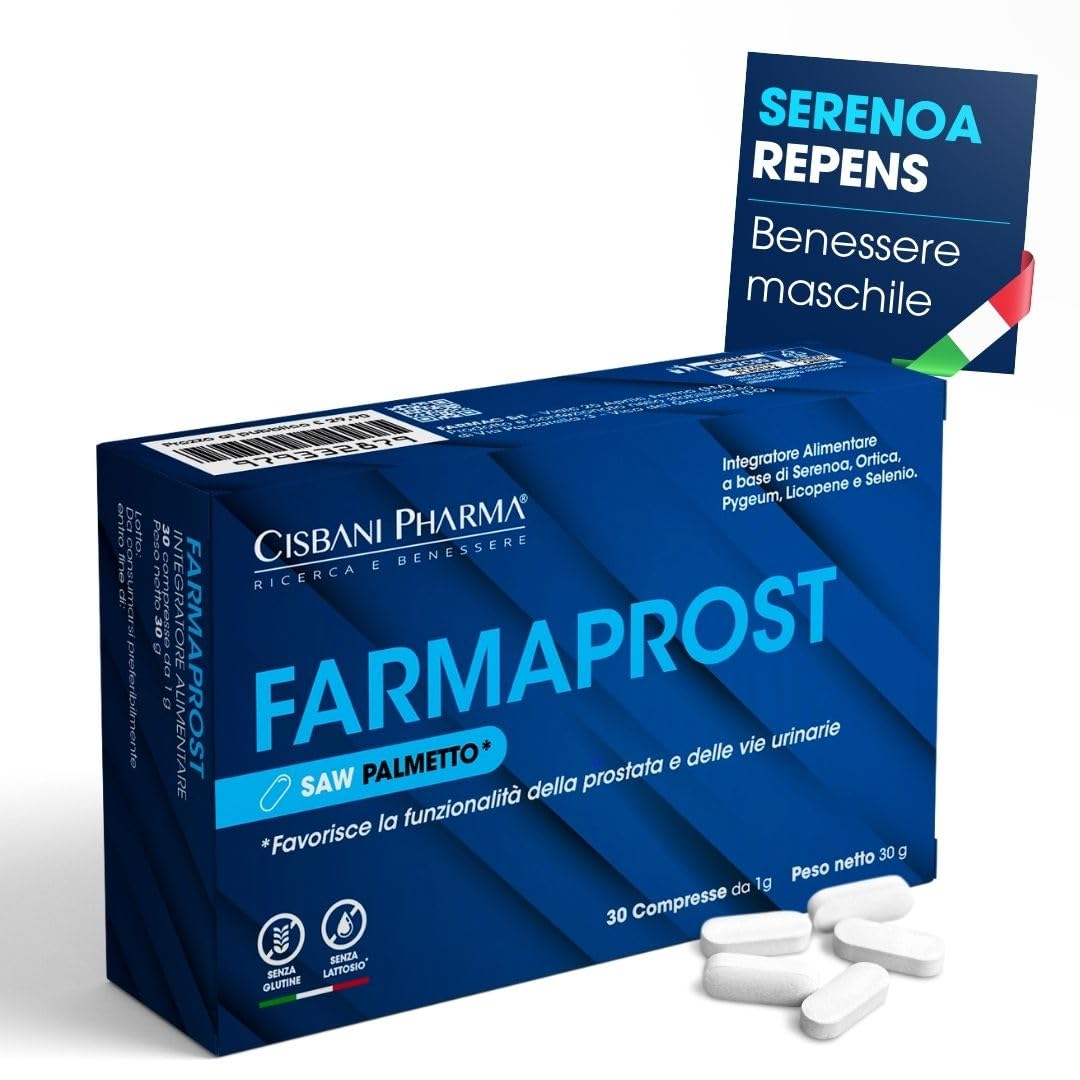 CISBANI PHARMA Saw Palmetto Serenoa Repens Prostata per il Benessere e Funzionalità della Prostata e delle Vie Urinarie - 30 Compresse