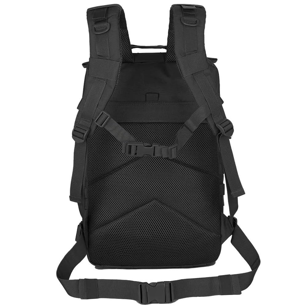 Mochila de viaje Tácticas Militar, 45L Bolsa equipaje de mano, cabina, Crossfit, Impermeable Supervivencia, Montañismo, Senderismo, Trekking, Acampada (Negro)