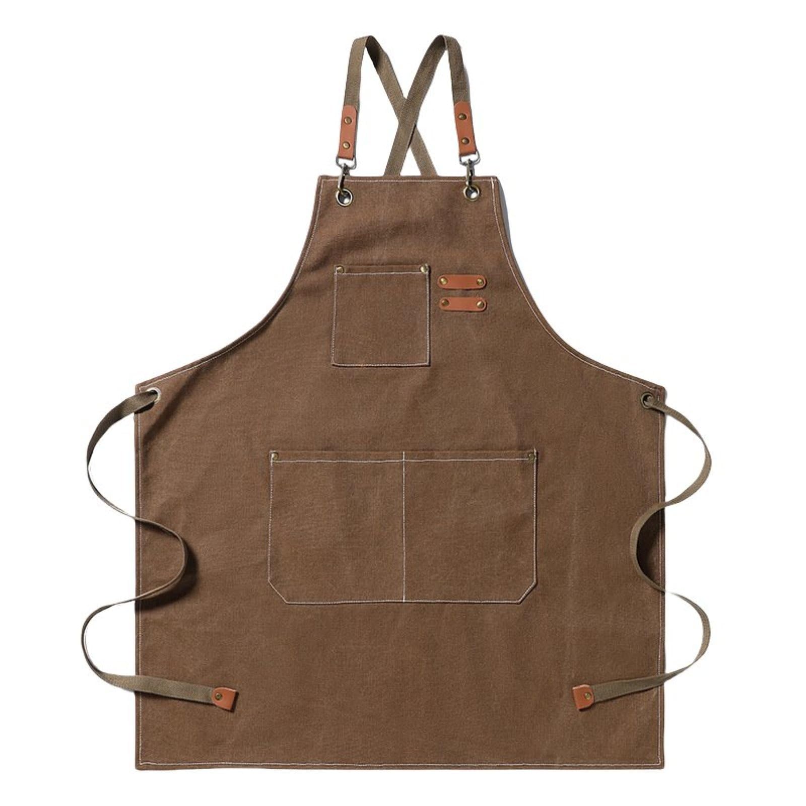 Tabards à poches, Tabliers unisexes en toile de coton avec bretelles et poches réglables, multicolore