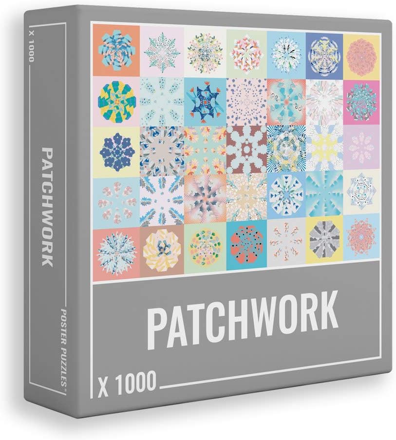 Cloudberries Patchwork – Premium, 1000-Piece Jigsaw Puzzle for Grown Ups with a Fun Patchwork Quilt and Blanket Design Packed with Colourful Patches. Made in Europe.
