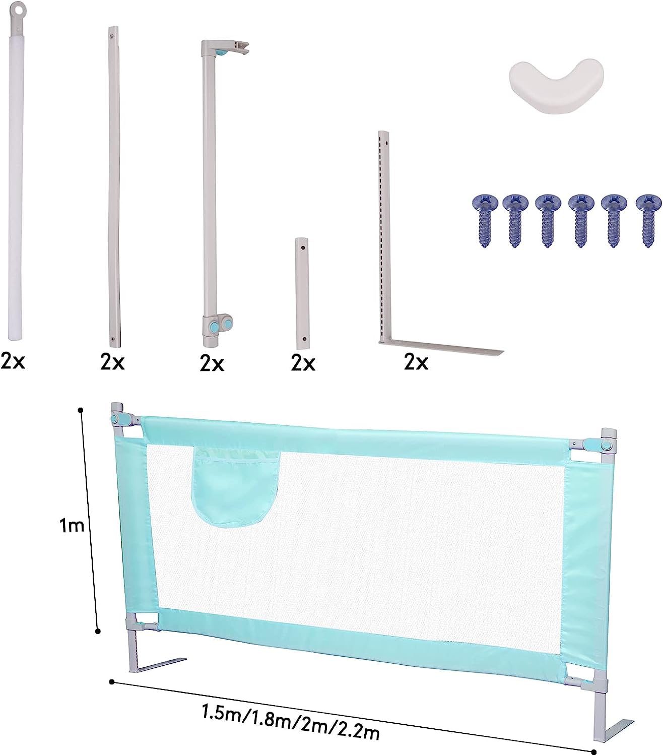 Riel de seguridad ajustable para cama con malla transpirable, ajuste universal para una mejor prevención de caídas