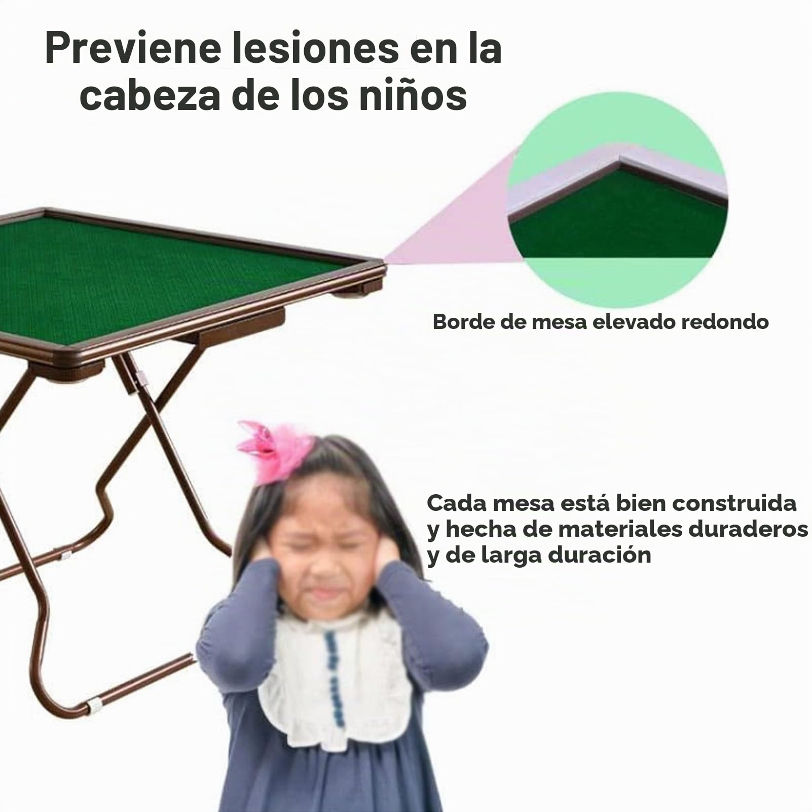 Mesa Plegable de Mahjong - Multifunción Cuadrada Con Portavasos y Bandejas para Fichas - Juego de Mesa Portátil para Dominó, Póquer y Blackjack