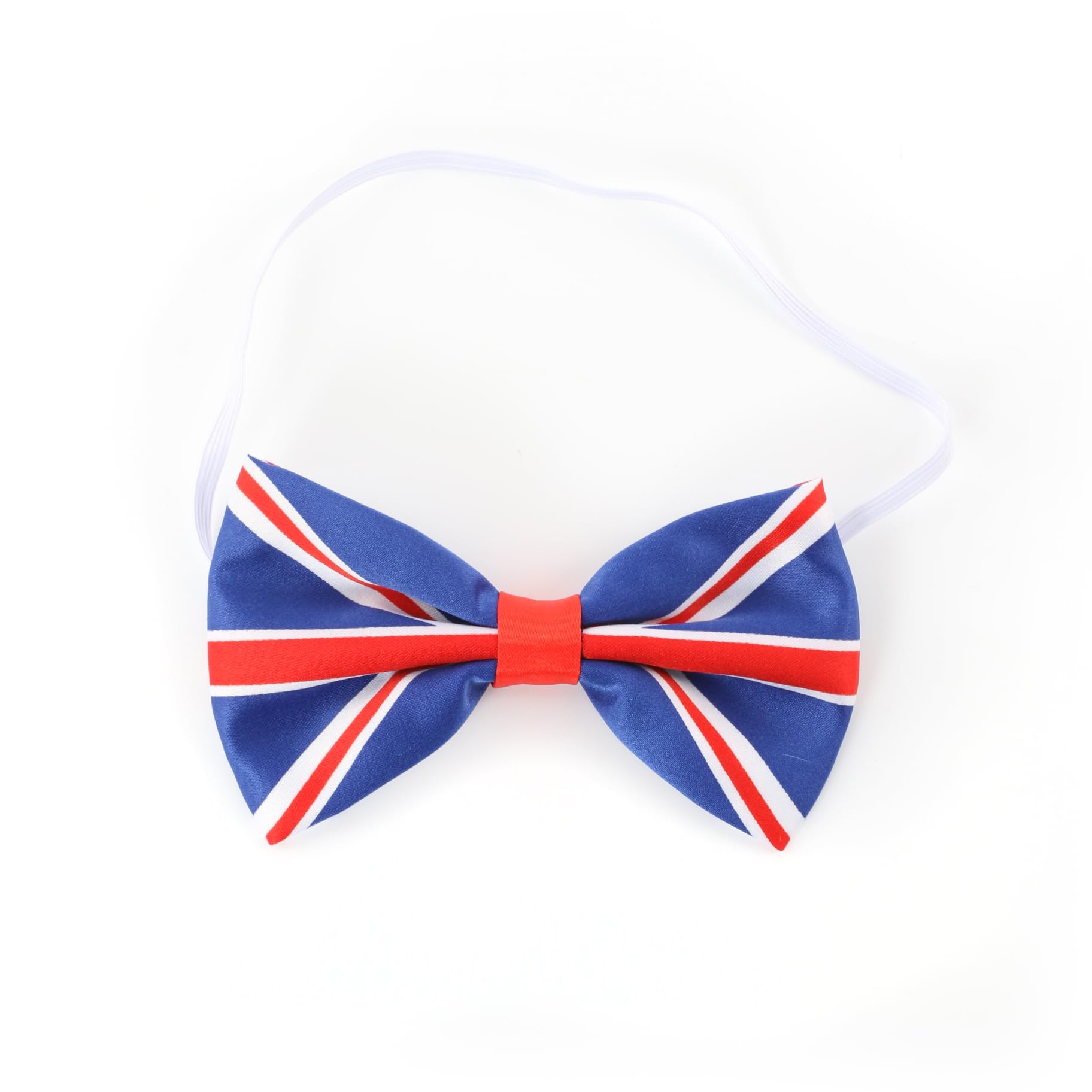 PD Outlet Union Jack Bow Tie on Elastic – Patriotic Costume Accessory – Perfect for British Themed Events and Celebrations (Satin)
