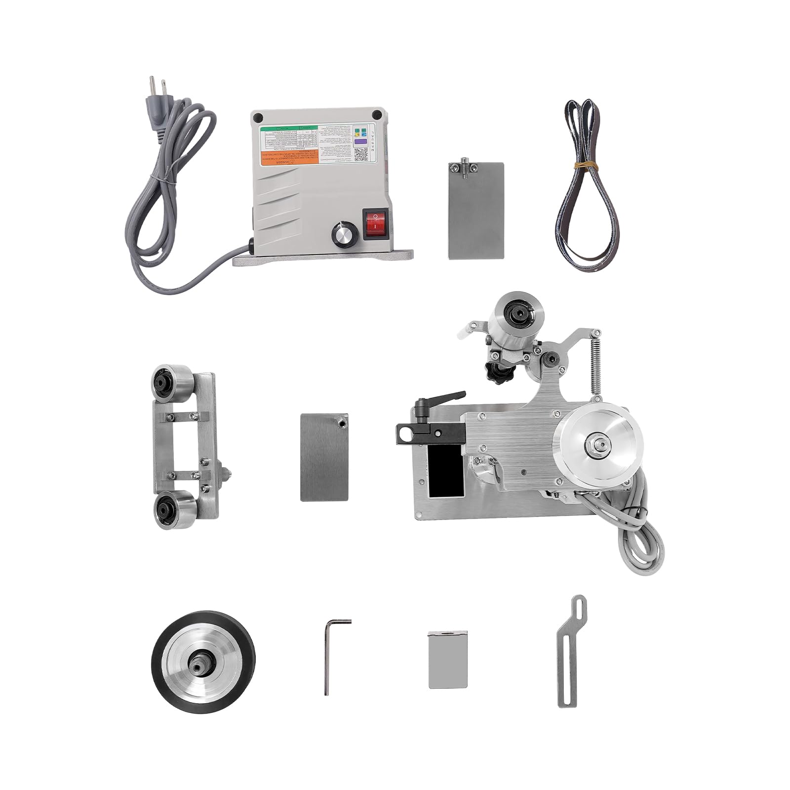 GEYOPMID Abrasive Belt Machine, 110V Electric Mini Belt-Sander with 550W Motor Driver 5000rpm Polishing Grinding Sharpener Stepless Speed Regulation Machine with Digital Display for Sharpening