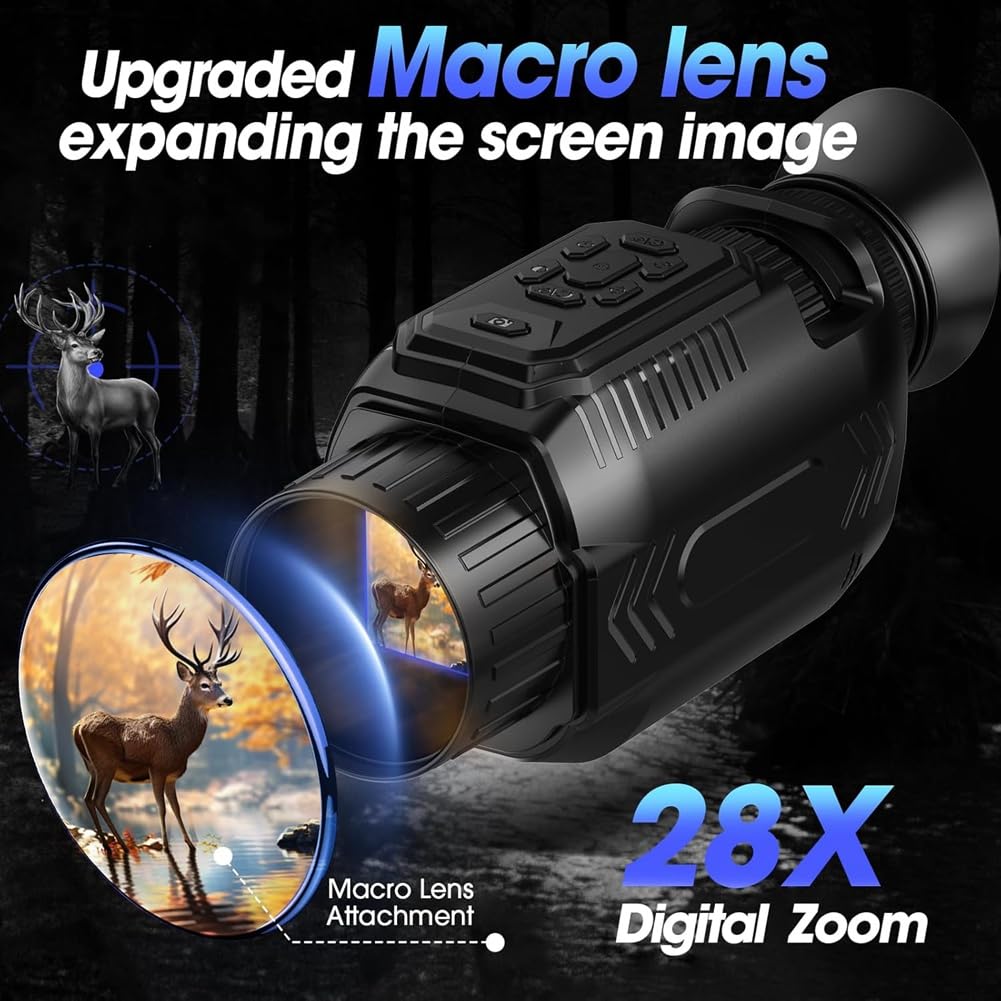Monoculaire Infrarouge 68MP 4K WiFi Vision Nocturne 28X Zoom Numérique Lentille Macro avec Filtre Polarisant