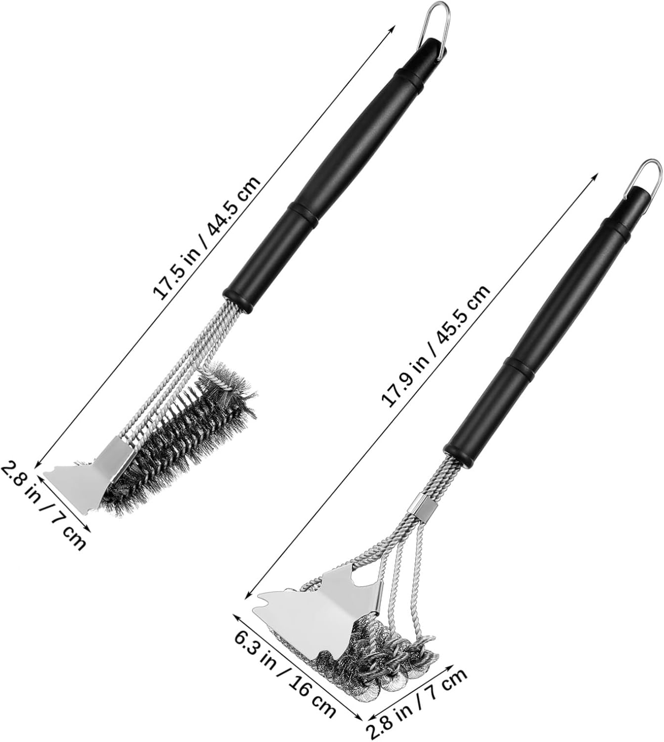 2pcs Grill Brush Heavy Duty Grill Cleaner Strong Bristles for Outdoor BBQ Dual- Design for Versatile Cleaning Comfortable Grip for Effortless Use