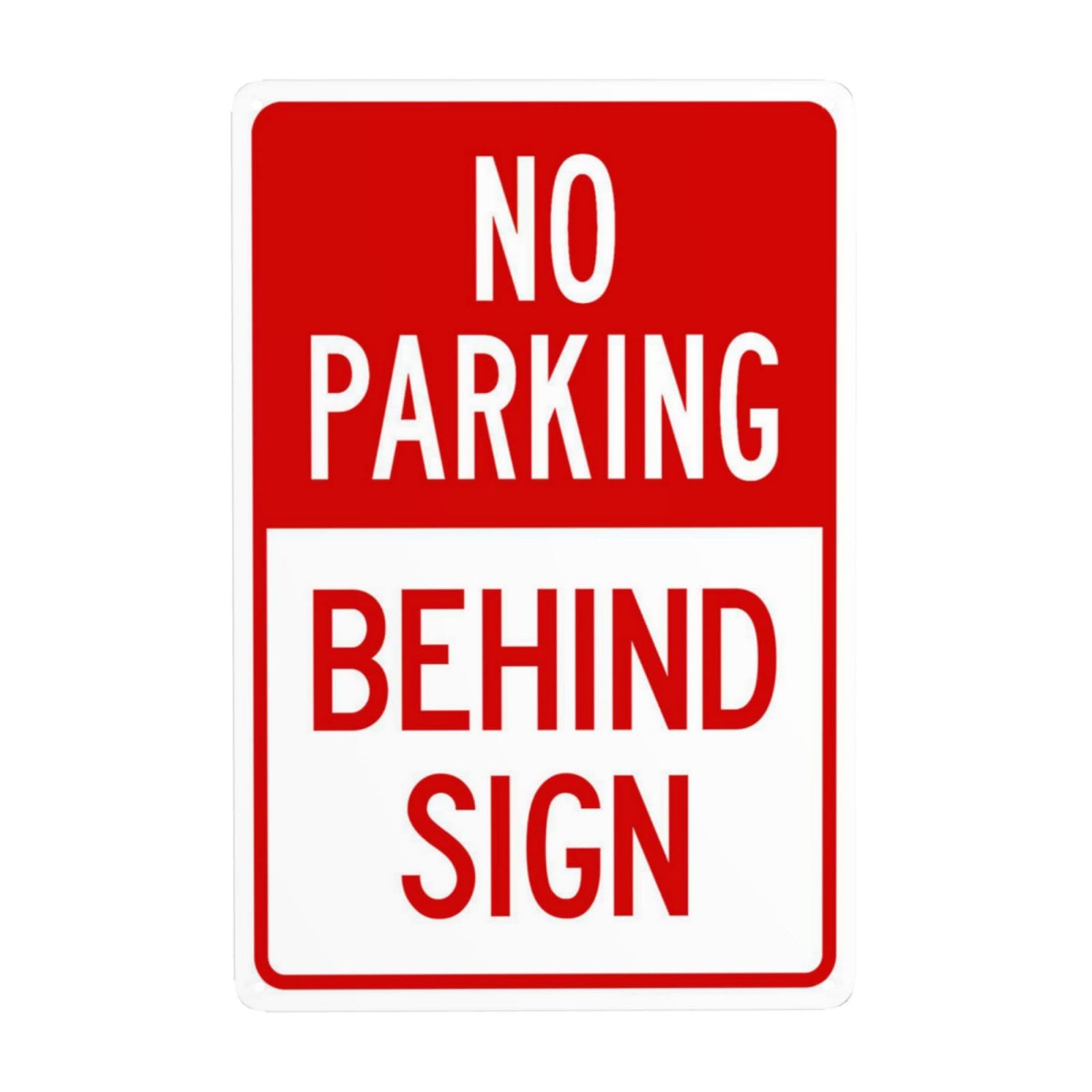 SMAZDFXX No Parking Behind Metal Warning Signs, Cautions Security Tin Sign, Safety Posted Signs for Street Business Wall Decor 5.5"x8"