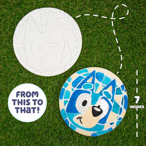 Image of Bluey Paint Your Own Stepping Stone, Design 7 DIY Stone Art, Fun Kit for Kids, Less Mess Paintable Stones Art Set, Great Summer Activity Kids Ages 8, 9, 10, 11