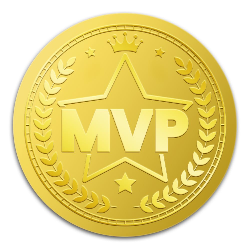 WADORN 100Pcs MVP Star Gold Foil Stickers, 2 Inch Diplomas Medal Embossed Envelopes Seals Round Self Adhesive Certificate Seal Labels for DIY Crafts