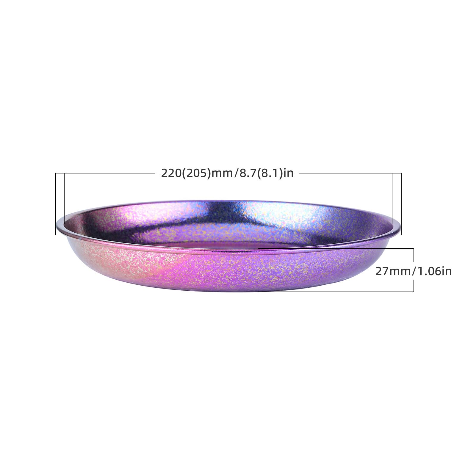 SOUUXIU Portable Titanium Camping Plate 800ml Salad Plate Lightweight Barbecue Plate for Picnic Party Backpacking
