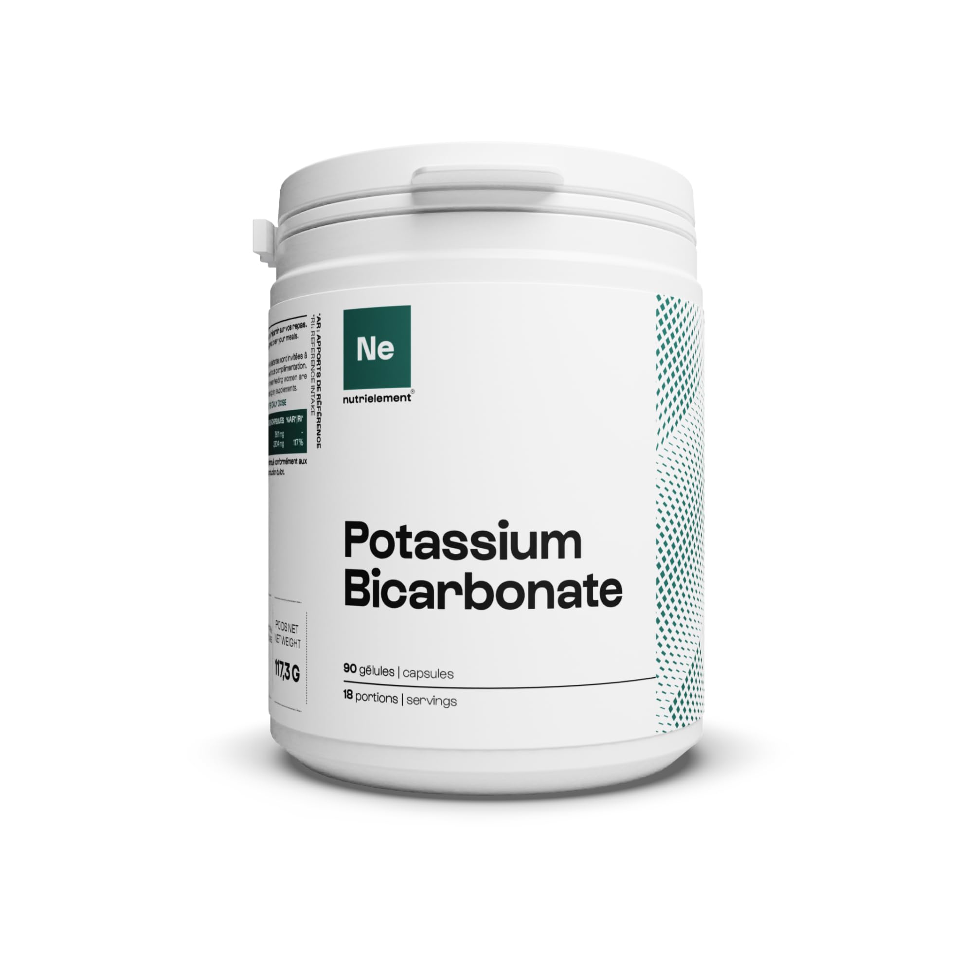 Bicarbonate de Potassium - 90 gélules - Système nerveux - Fonction musculaire normale - Qualité pharmaceutique - Vegan| Nutrielement By Nutrimuscle
