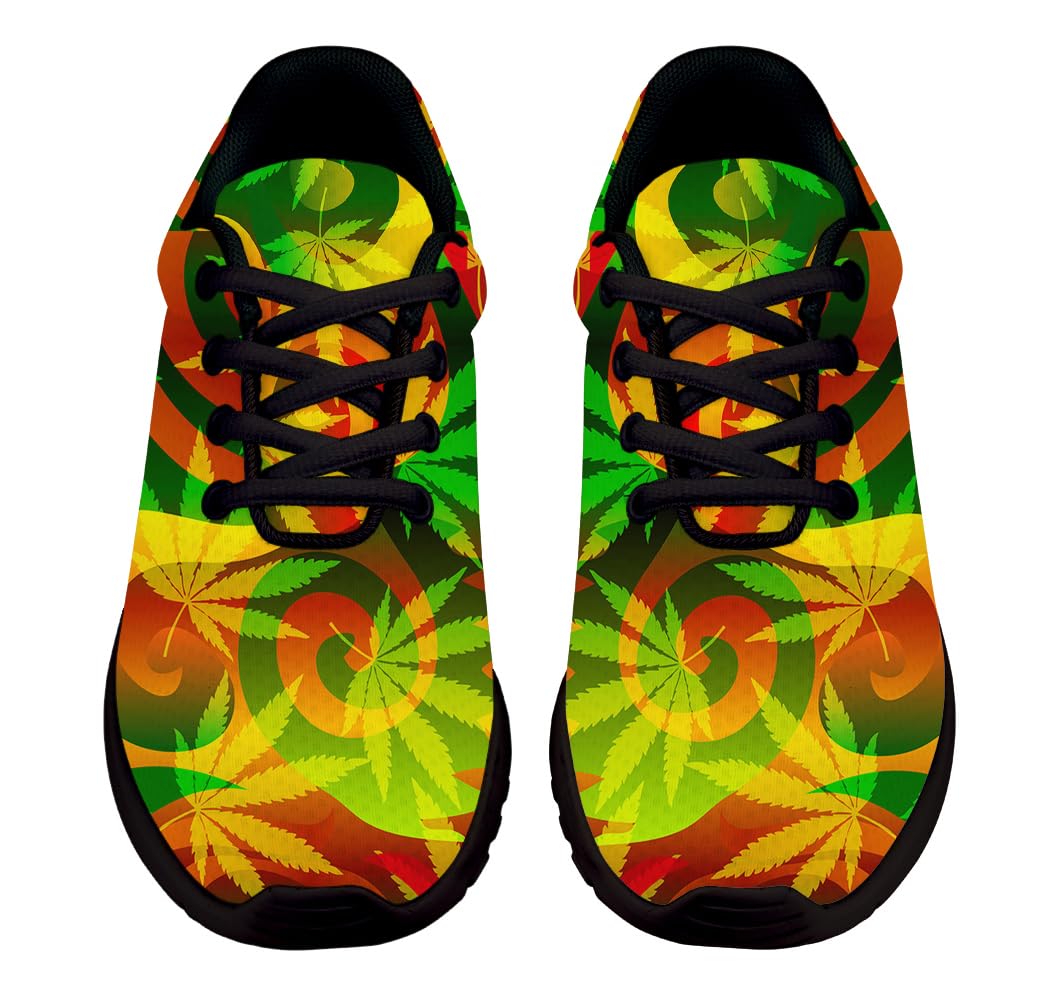Unisex Adult Marijuana Shoes,Weed Trail Running Sneakers Cannabis Leaf Walking Tennis Shoes Black
