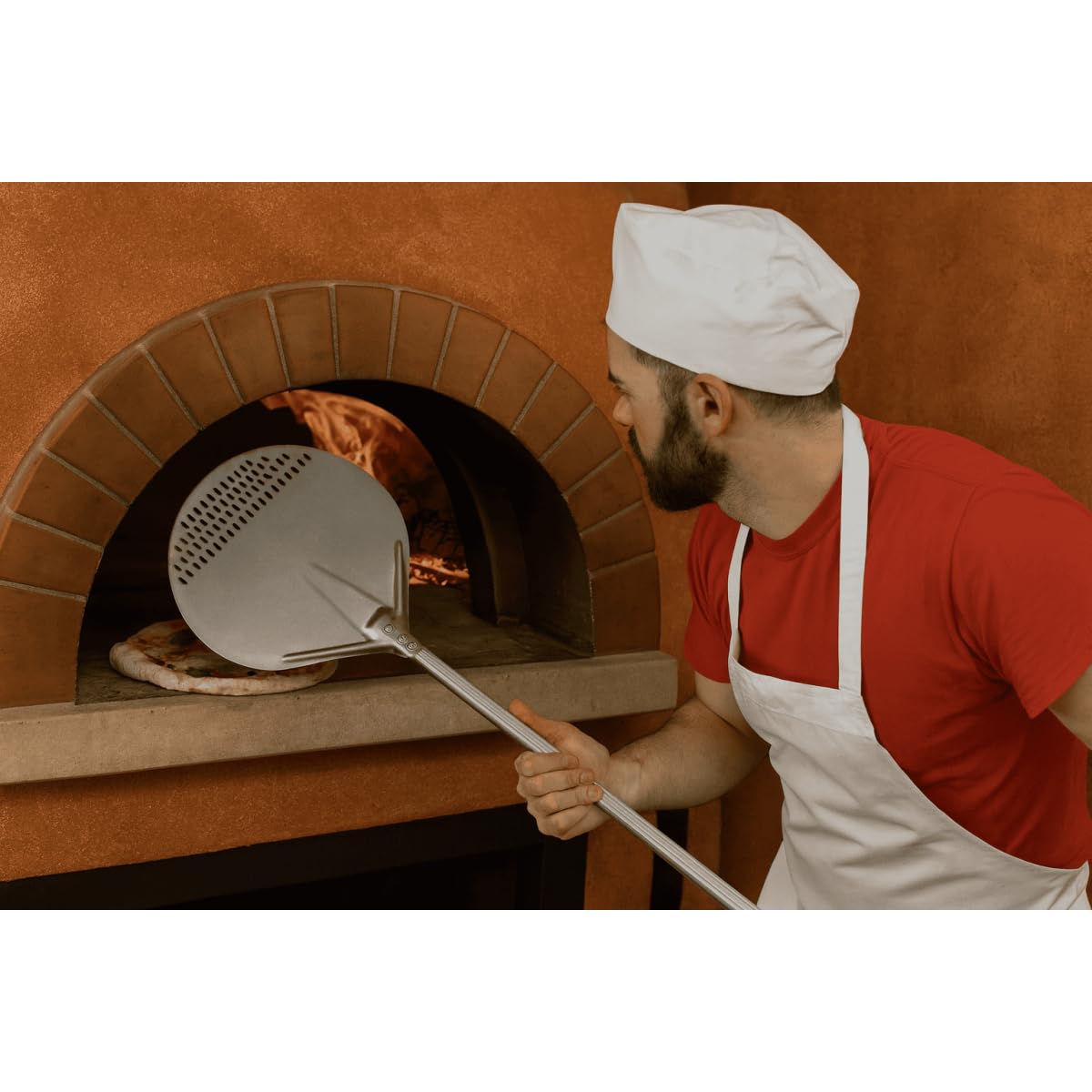 INTEC - Paletta per pizza rotonda alluminio alimentare spatola Ø36 cm manico 65-120 cm qualità professionale