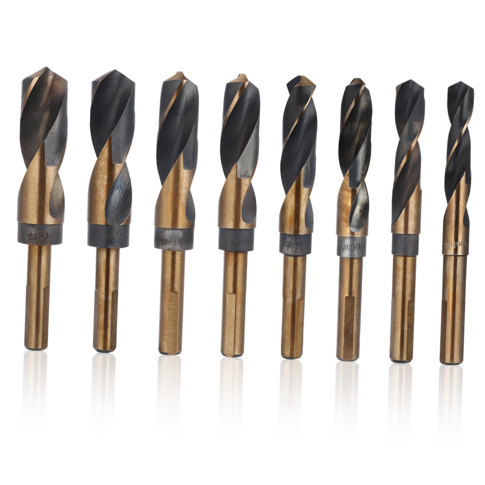 ORFOFE Lot de 8 Forets à Métaux Hélicoïdaux en Acier Noir, Usage, Rangement Pratique en Boîte Aluminium, 14mm à 25mm