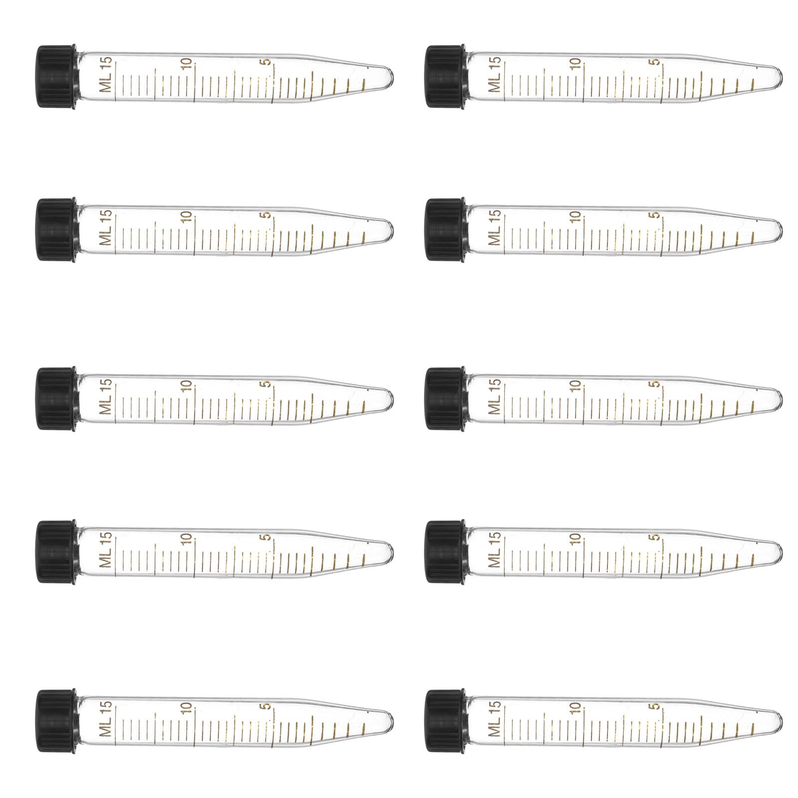 Lot de 10 Tubes Centrifugeurs à Fond Conique 15 Ml en Verre avec Bouchon à Vis Tubes Transparents Gradués pour Laboratoire Scientifique Étanches et Compatibles Centrifugeuse