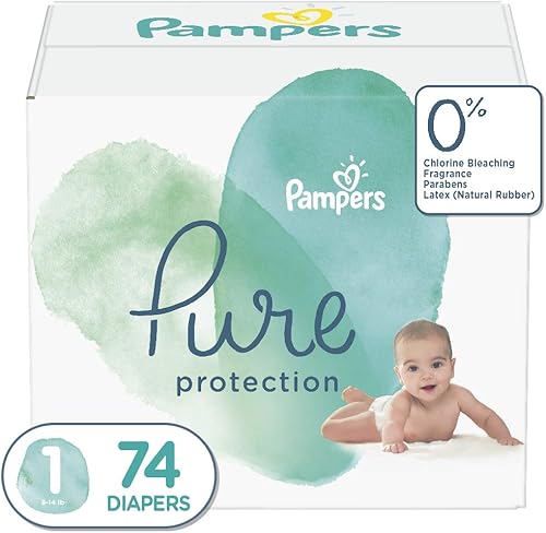 Pañales para recién nacidotalla 1 8-14 libras 32 unidades pañales desechables Pampers Pure Protection para bebés protección hipoalergénica y sin