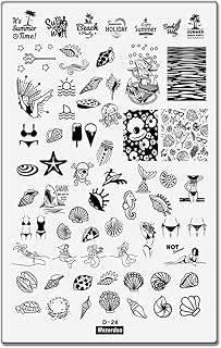1 peça série oceano placas de estampagem 14,5 × 9,5 cm aço inoxidável verão sereia shell padrão estampagem estêncil letras placas de arte de unhas várias imagens de modelo de animal marinho bonito
