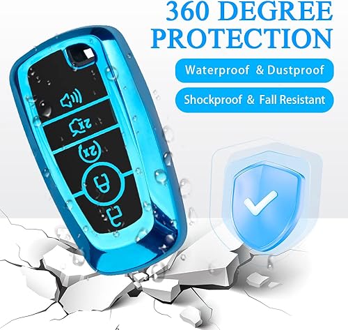 Miniatura 5 de Funda para llavero Ford con llavero, carcasa para llave de automóvil, TPU suave, 5 botones, (2017-2024) para Ford Explorer Fusion Escape Edge