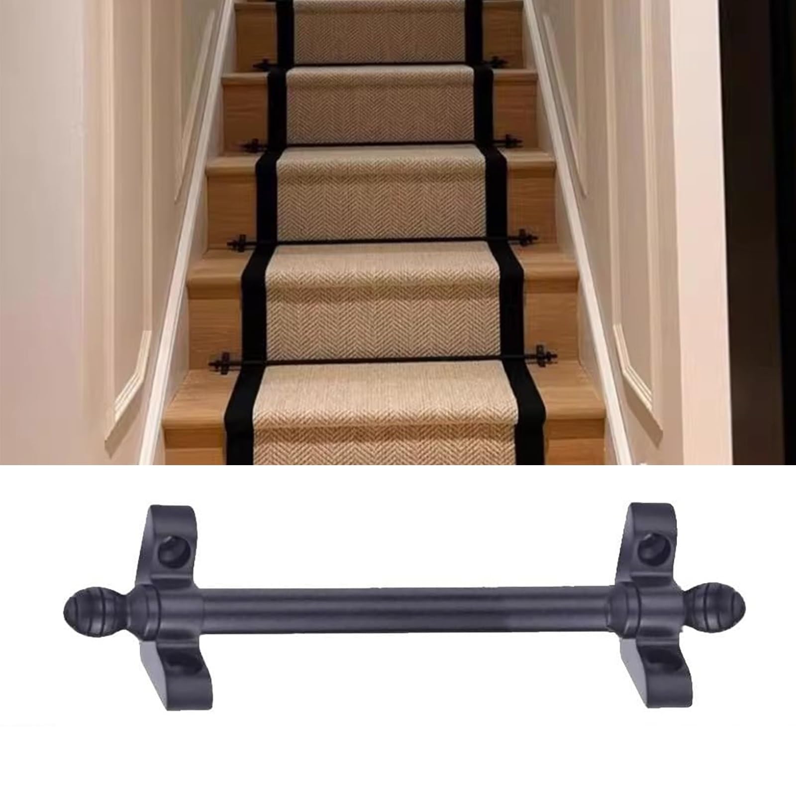 Barres de fixation pour tapis d'escalier ensemble de barres tubulaires noir