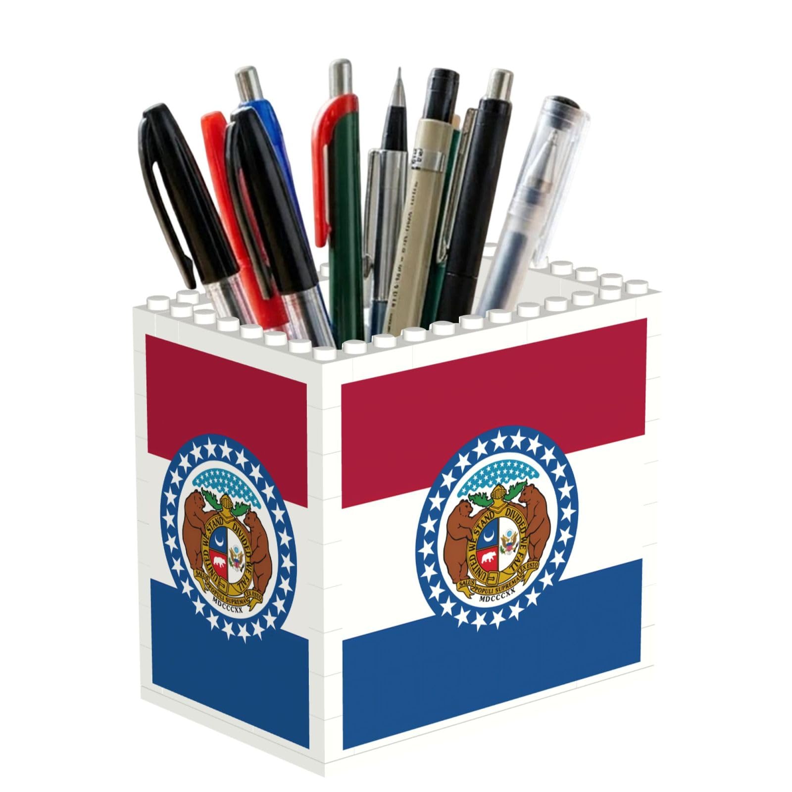 SXZVVBN Missouri State Flag Building Block Desk Tidy ABS Organiser