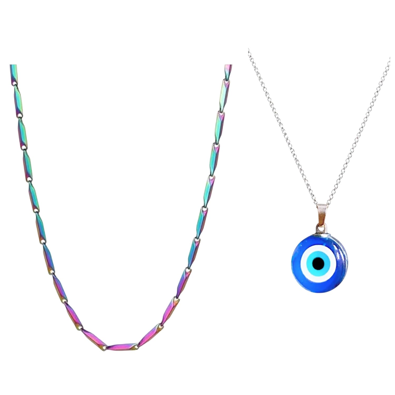 Men's Premium Stainless Steel Combo 1st Evil Eye Pendant Chain (19grams, 55 in cm Length), 2nd Other Designs/Different Col... - Review, Price and Buying Guide