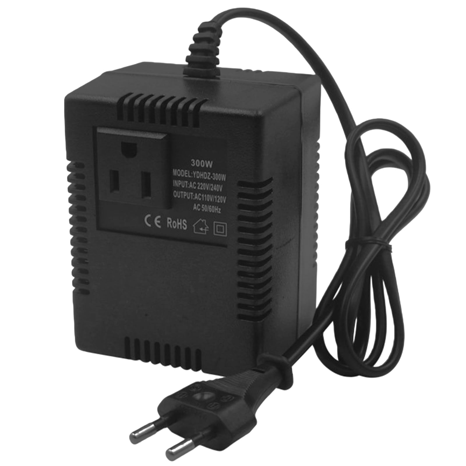 Convertisseur de Tension 220V vers 110V 300W, Transformateur de Puissance Abaisseur Adaptateur de Voyage pour Appareils Électroniques, Ordinateurs, Purificateurs d’Air, Caméras et Plus