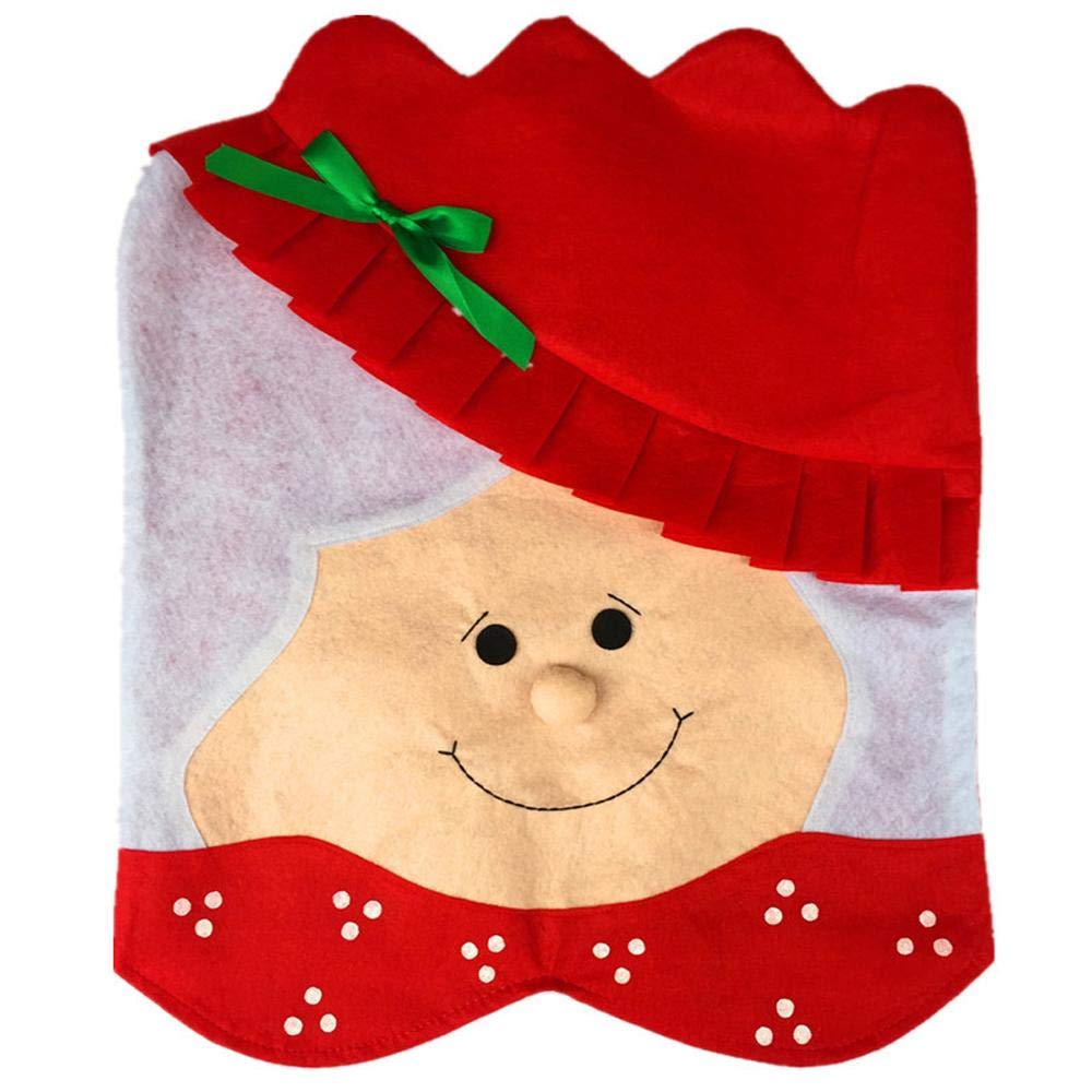Mrs Santa Claus Red Hat Christmas Decoration Thick Kitchen Chair Covers for Holiday Party Festive