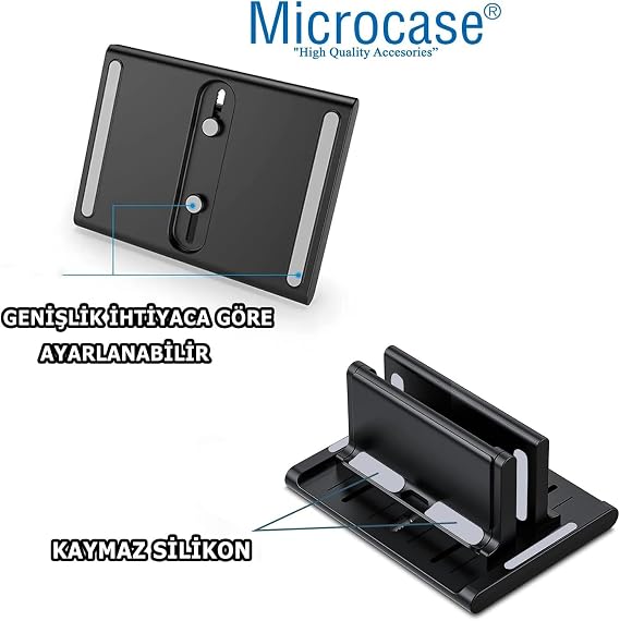 Microcase Ayarlanabilir Çok Amaçlı Telefon Tutuculu Laptop Notebok Macbook için Dikey Stand-AL4495 (Siyah)