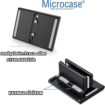 Microcase Ayarlanabilir Çok Amaçlı Telefon Tutuculu Laptop Notebok Macbook için Dikey Stand-AL4495 (Siyah)