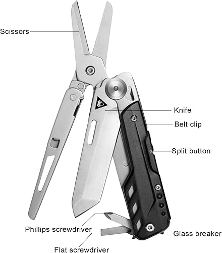 Miniatura 4 de 5-in-1 Multitool Including Large Size Scissors Detachable Pocket Knife Screwdrivers Screw Sets Glass Breake Belt Clip for Emergency EDC Camping