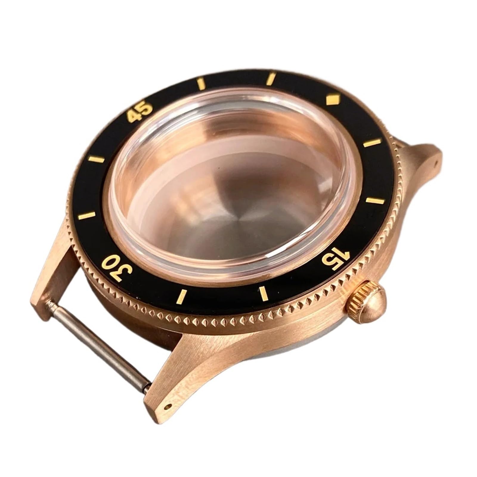 Cassa per orologio subacqueo vintage in bronzo massiccio, 50 metri di lunghezza, adatta per orologi NH35 NH36 PT5000 bombato in vetro zaffiro con inserto in ceramica