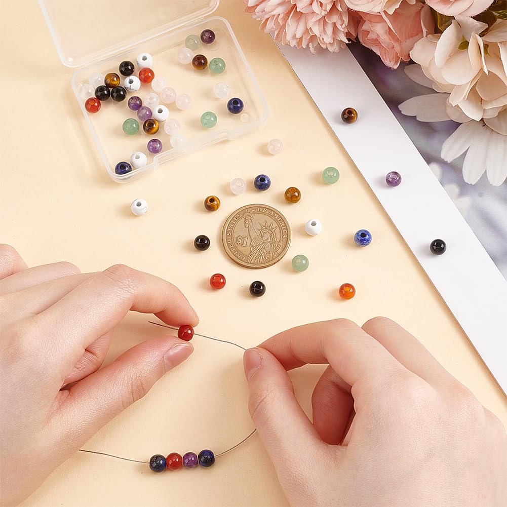 NBEADS 10pz 10 Stili Cerchio Naturale Ciambella Gemma Ciondoli, 18x4.5~5.5mm Piatto Rotondo Misto Naturale E Sintetico Ciambella Perline Di Pietra Ciondoli Grandi Foro Per La Creazione Di Gioielli - Foto 5