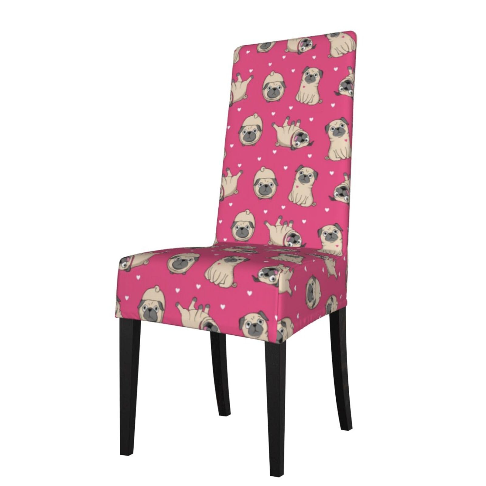 Lkymoh As Picture Pattern Pug, Chair Covers Stretch Chair Slipcovers For Dining Room, For Party Pet Protection Universal Fit Soft Polyester