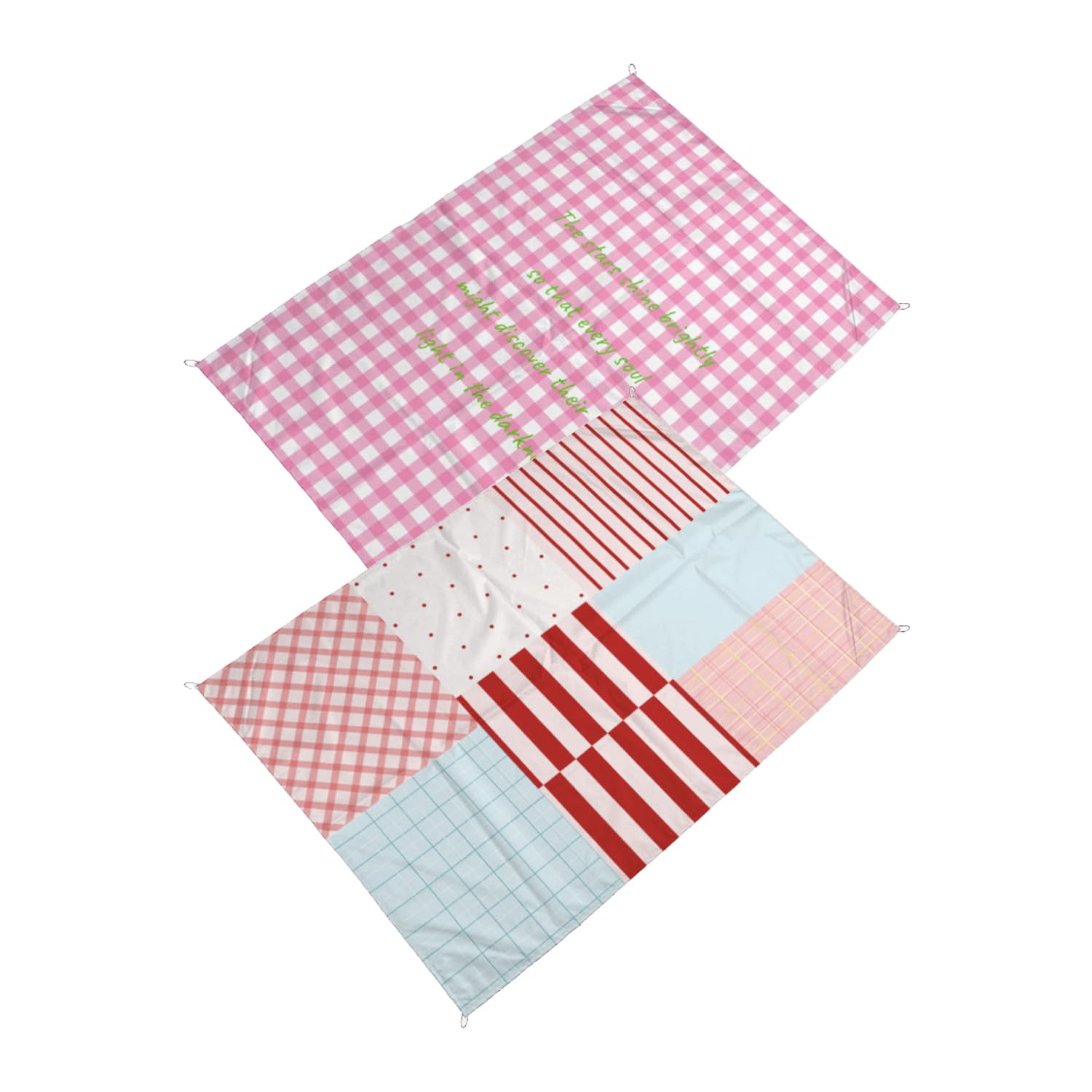 Set di 2 coperte da picnic da spiaggia, impermeabili, portatili, lavabili, a prova di sabbia, con manico, pieghevoli, per barbecue, all'aperto, viaggi, parco, spiaggia, campeggio