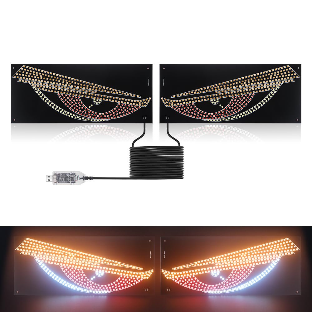 Devil Eyes Light for Cars Windshield, KaiDengZhe 11.81" x 4.72” USB LED Eyes for Car with 11 Modes Demon Eye Signal Light Suitable for Windows of SUV