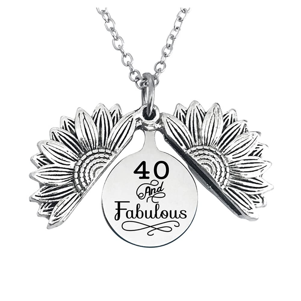 YALLNASL 40th Birthday Gifts Sunflower Necklaces for Women 40 and Fabulous Pendant Neckelace for 40 Year Old Woman Birthday Gift for Sister Mom Wife