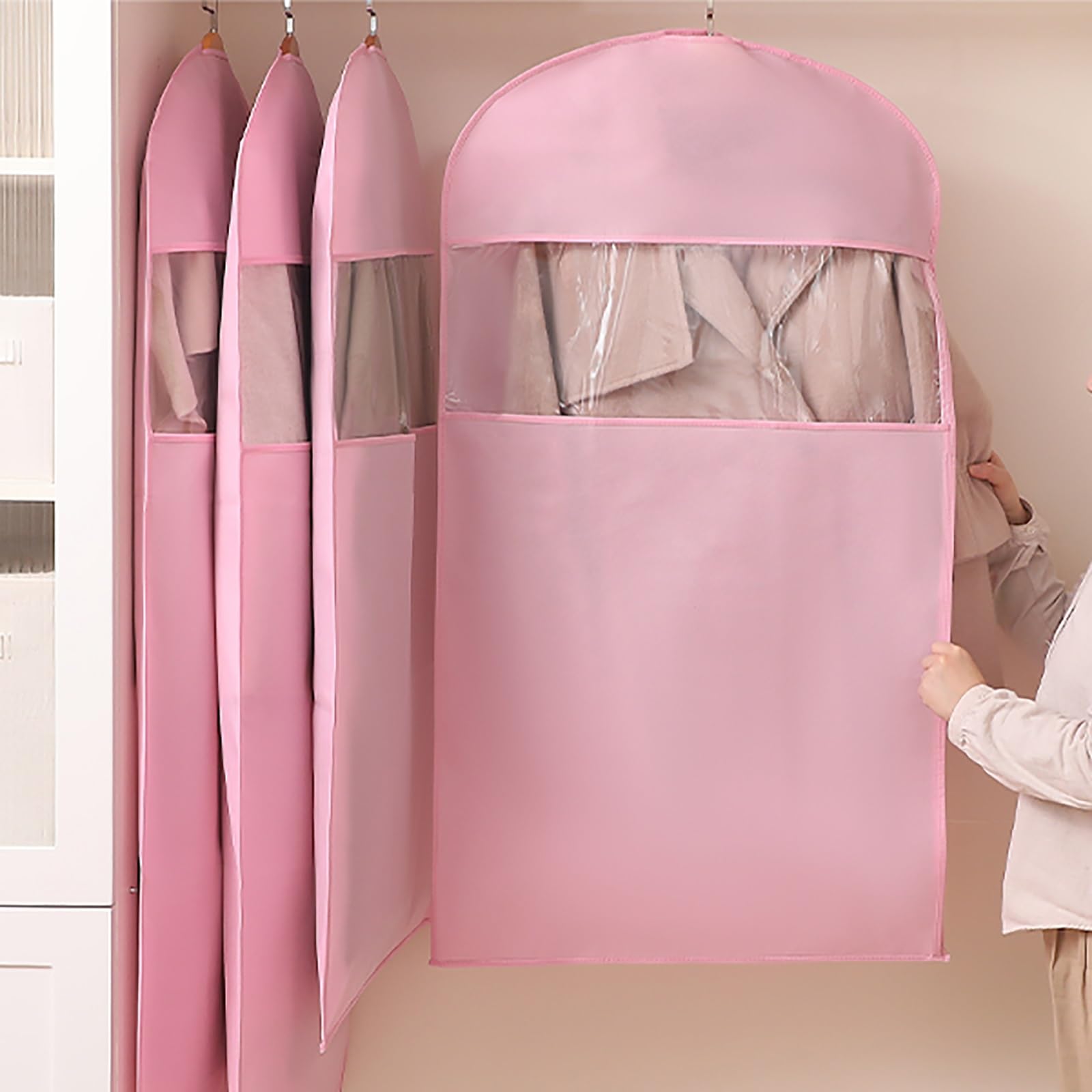 Funda Ropa para Colgar con Cremallera Lateral, Paquete de 4 Funda Abrigos con Ventana Transparente para Abrigos, Chaquetas, Camisas(60 * 130CM/24 * 51IN)